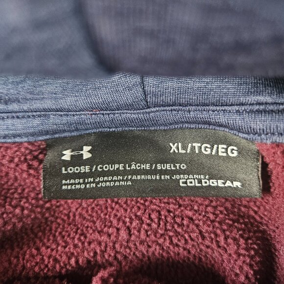 Under Armour Men's Size XL Hoodie Burgundy Coldgear Storm Loose Fit - Picture 8 of 15